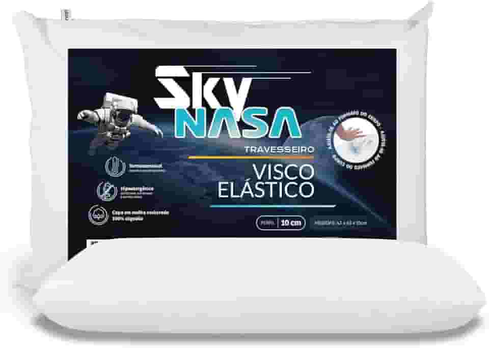 Nap Travesseiro Nasa Sky Viscoelástico Altura 10cm Densidade D40 Premium Capa 100% algodão para fronhas 50x70cm - Branco