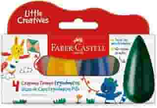 Giz de Cera Little Creatives, Faber-Castell, Pião, Grosso, Infantil, Pré-escola, 4 Cores