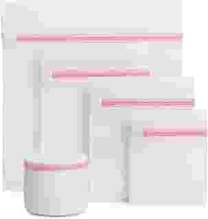 Kit 5 Sacos de Lavar Roupas Delicadas Máquina de Lavar Roupa Cinco Tamanhos Diferentes com Cestinho Proteção para Lingeries Peças Finas Fechamento com Zíper Organizador e Protetor