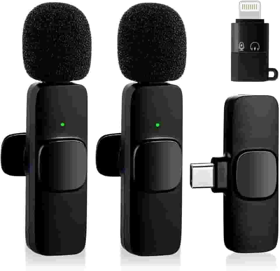 2 peças Microfone de lapela sem fio para telefone (Type C), microfone duplo sem fio para gravação de vídeo, transmissão ao vivo, vlog, YouTube, TikTok, Facebook, zoom - redução de ruído e plug-play. (Sem necessidade de APP/Bluetooth) (Andróide 2 peças)