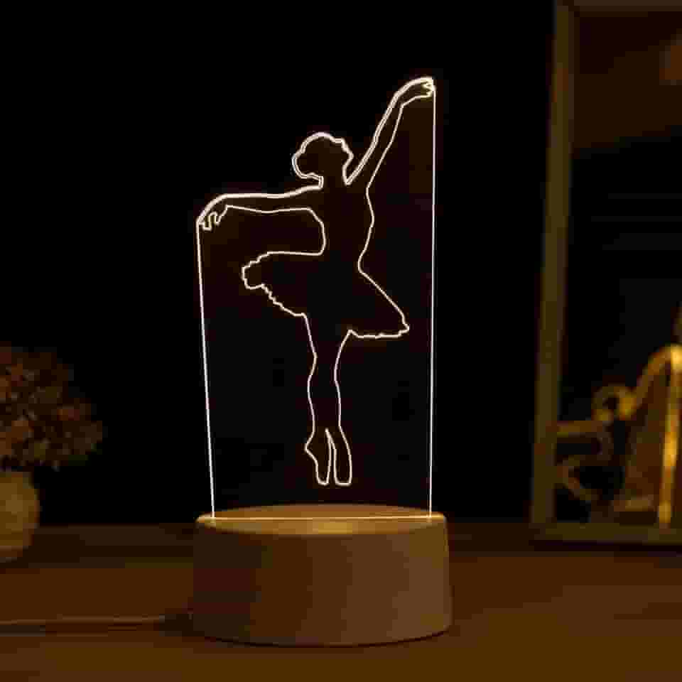PopLumos - Luminária led 3d, abajur de mesa, bailarina