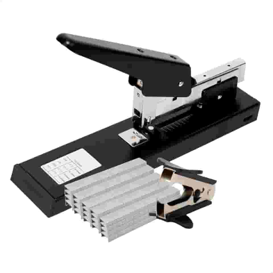 Grampeador Grande 100 Folhas De Mesa Profissional Reforçado Com Caixa de Grampos e Extrator Escritório Empresa Escola