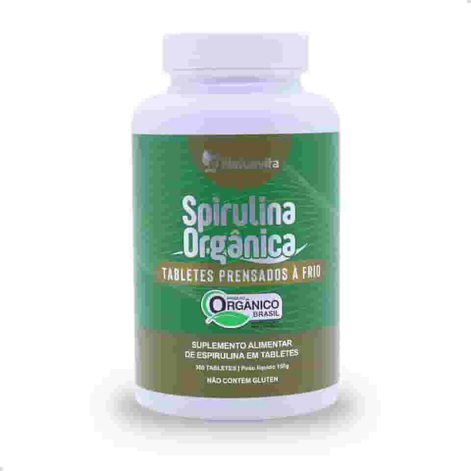 Spirulina Orgânica 300 Tabletes. Certificada SisOrg IBD 100% Pura Prensada à Frio