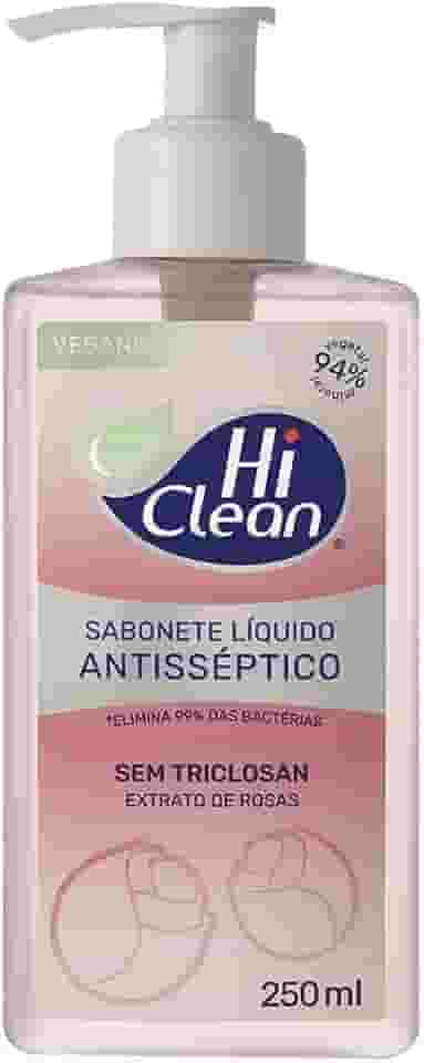 Hi Clean Sabonete Líquido Antisséptico Para Corpo E Mãos Vegano Sem Triclosan 94% Vegetal E Mineral Extrato De Rosas 250Ml