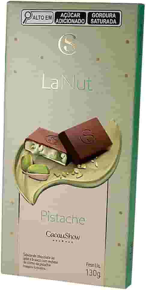 Tablete De Pistache Cacau Show Barra Lanut 130g Recheada