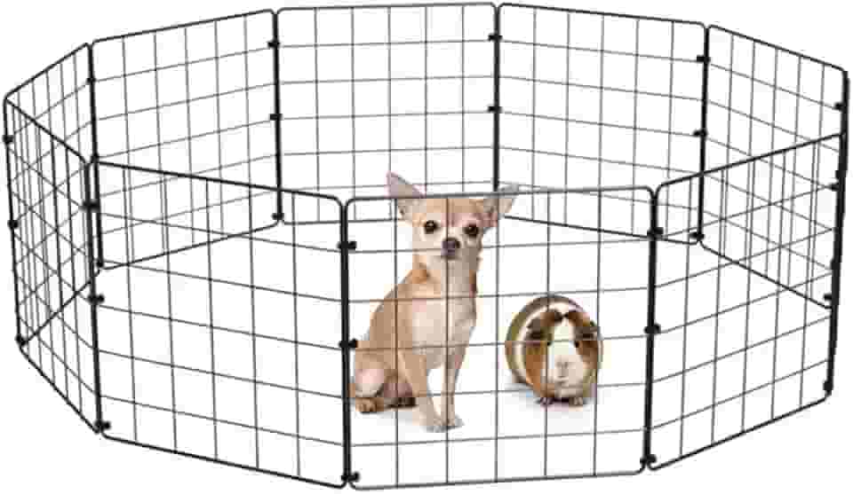 Cercadinho Pet Dobrável Móvel Articulado Cachorro Pequeno Porte Filhote Porquinho da Índia 10 Telas 30cm de Altura Preto