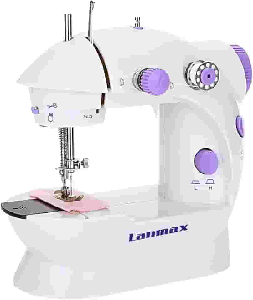 Mini Máquina De Costura Portátil Bivolt Com Pedal Lanmax