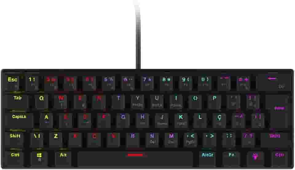 Teclado Mecânico 60% Vinik Anihi Black - Switch Red - Led Rainbow