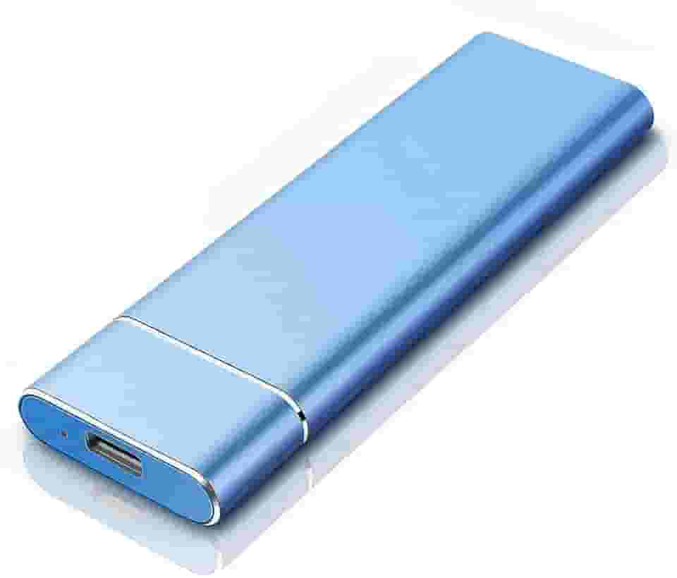 Disco rígido externo de 1 TB compatível com Mac, PC, laptop e desktop, antiqueda e à prova de choque, HD externo ultra fino e de alta velocidade (1 TB, azul)