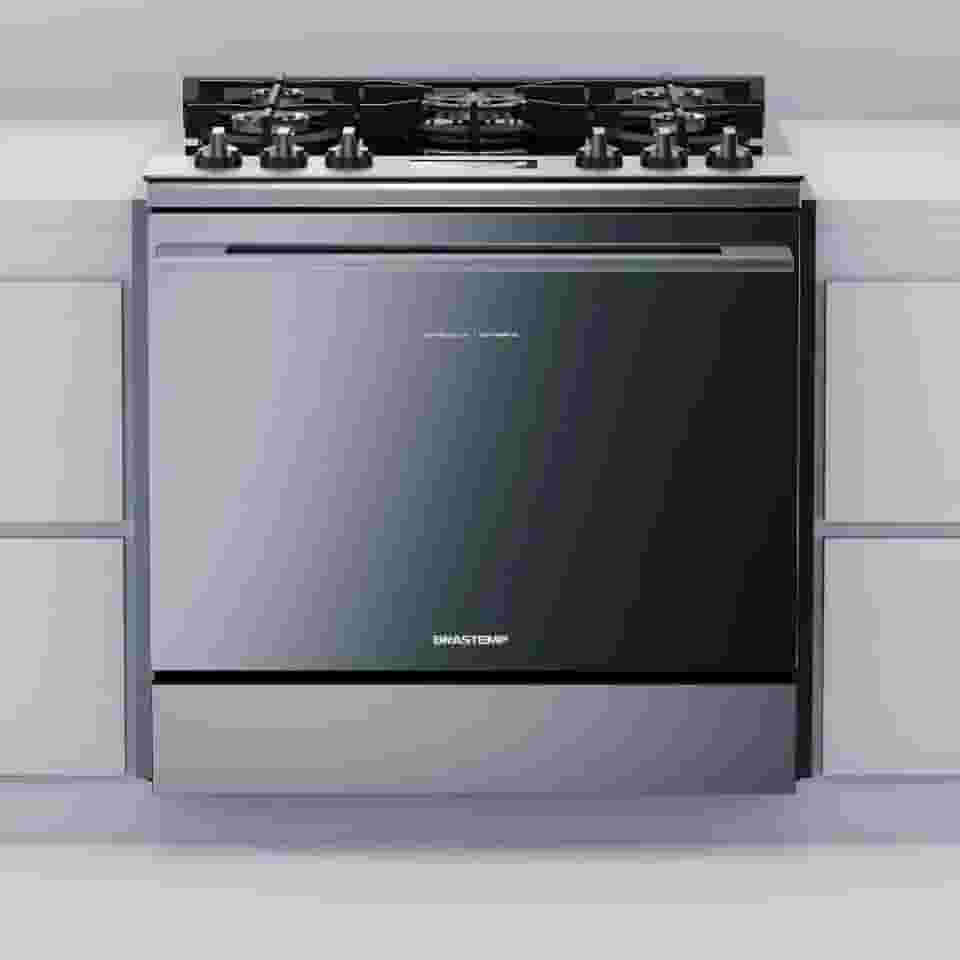 Fogão Brastemp 5 Bocas De Embutir Cor Inox Com Mesa De Vidro E Touch Timer Com Autodesligamento - BYS5VCR 220V