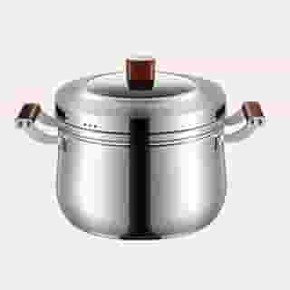 Panela a Vapor de Inox com Tampa de Vidro e Cesto de Cozimento (26cm)