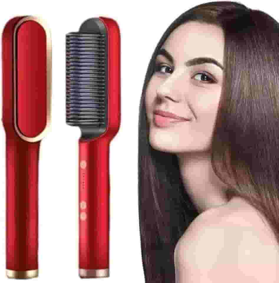 Escova Pente Alisadora de Cabelo Elétrica Bivolt 110V/220V | Controle De Temperatura | Cerâmica Turmalina | Portátil Segura | Pente Anti Queimadura | Todos Tipos de Cabelos