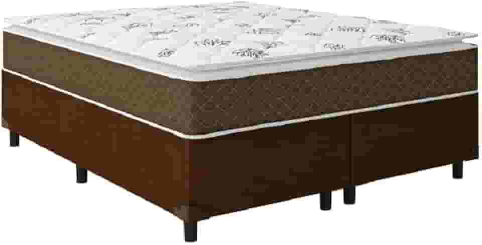 Cama Box Casal Queen Colchão Molas Ensacadas Pillow Top Martino 158x198x63cm Marrom/branco Umaflex -suporta até 120kg por Pessoa