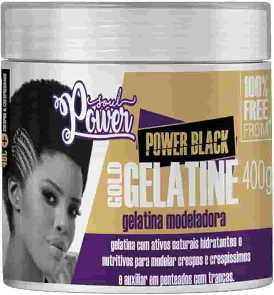 Gelatina Modeladora Black Gold Gelatine Soul Power - Facilita Finalizações e Penteados em Cabelos Crespos - 400g