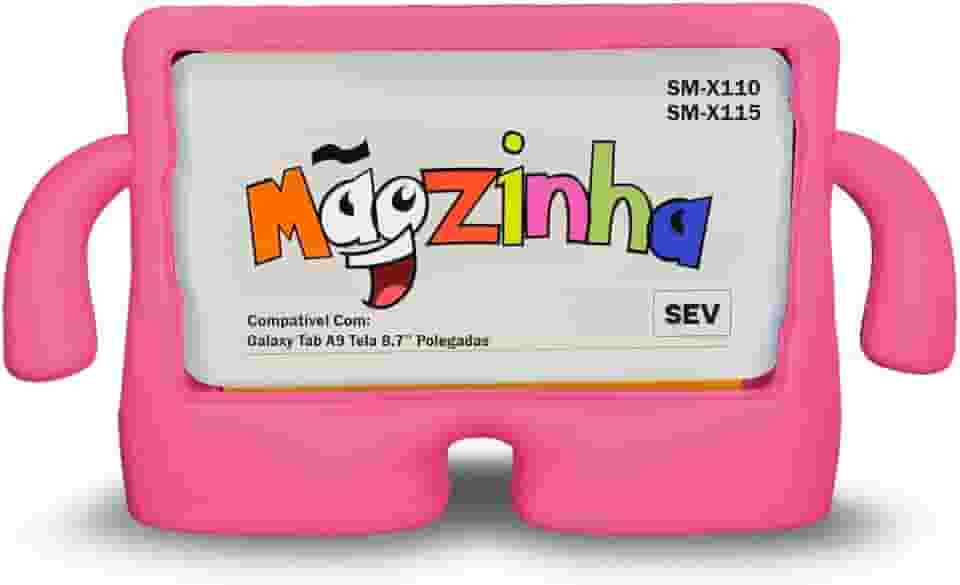 Capa Mãozinha Compatível Com Tablet Galaxy Tab A9 8.7'' X110 X115 - Capinha Infantil Borracha, Anti Impacto (Rosa Pink)