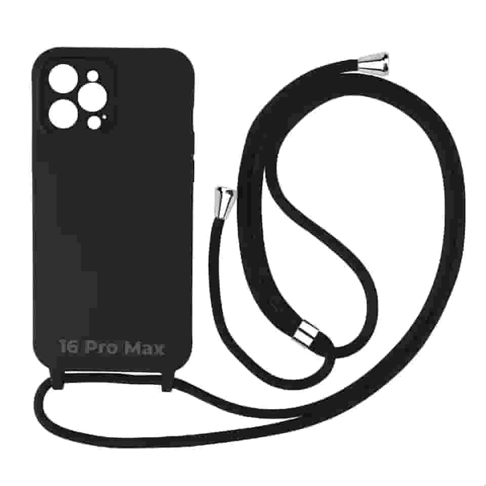 Case Capa Capinha Facility Com Cordão Alça Para iPhone 16 Pro Max (Preto)