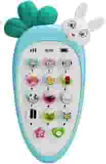 Celular infantil mordedor para bebê coelho telefone musical (Azul bebe)