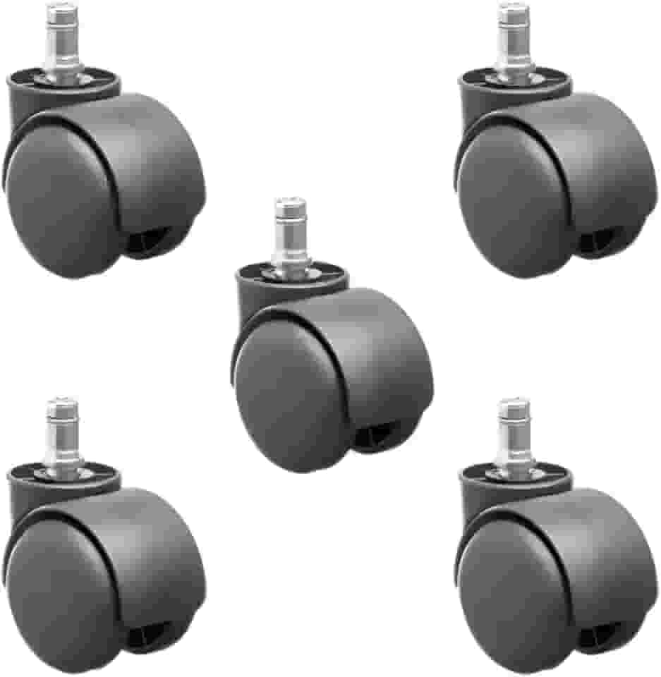 Kit 5 Rodinhas para Cadeira de Escritório e Gamer, Rodízio Nylon 50mm Antirrisco e Silenciosa, Pino Universal 11mm, Reforçada - Preto
