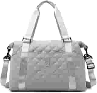 Bolsa de Viagem, 22L, Mala Esportiva Acolchoada com Alças Reforçadas, 43x28x18cm, Bege (Cinza)