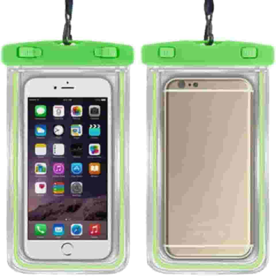 Capa Case Kit 2 Unidades A Prova D'água Impermeável para Celular Smartphone Capinha com Alça Universal Proteção 360º Completa Sensível ao Toque (Verde)