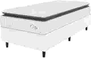 Cama Box Colchão Solteiro Molas Ensacadas City Pillow Top 88x188x61cm Linho Branco/Preto Hellen - Suporta até 110kg por Pessoa