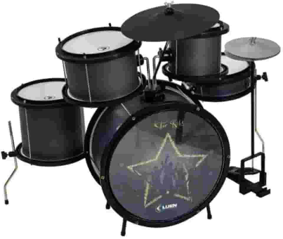 Bateria Infantil Star Kids 05 Pecas Alumisteel E P.S. Pint Eletro Preto Aro Nylon Pele Leitosa - Inf - Luen