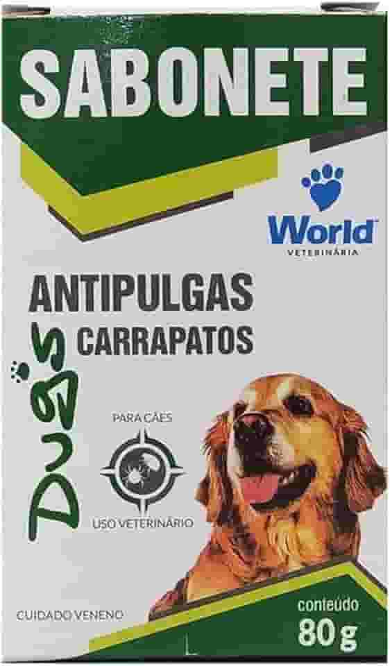 Sabonete Antipulga e Carrapato para Cães, Branco, World Veterinária, 80 g