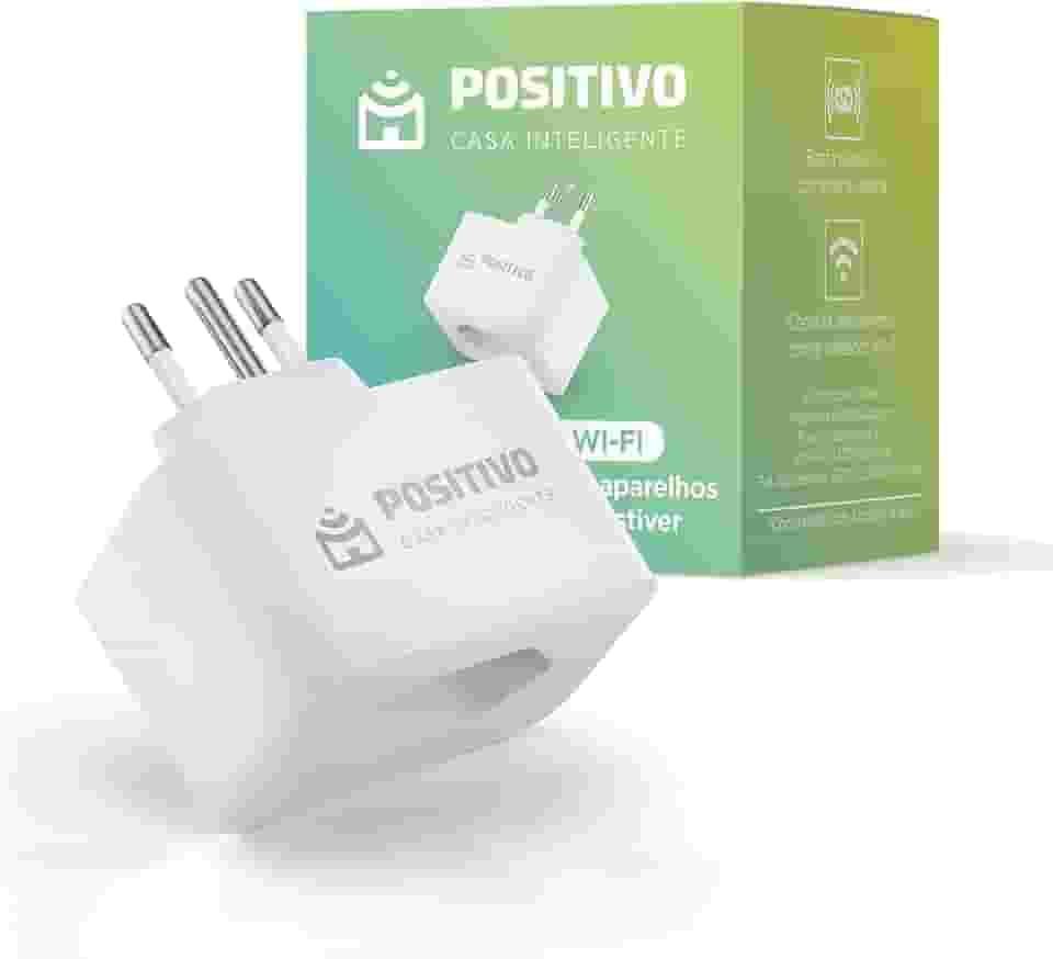 Smart Plug Wi-Fi 10A/1000W, Positivo Casa Inteligente, Ligue ou Desligue seus Eletrodomésticos Através do Celular, Compatível com Alexa