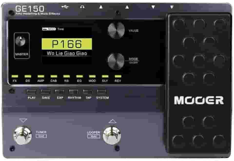 Mooer Pedaleira Multiefeitos GE150, para Guitarra, USB, 200 Presets de Fábrica, Tela LCD 2.4", Impulse Response, Interface de Áudio