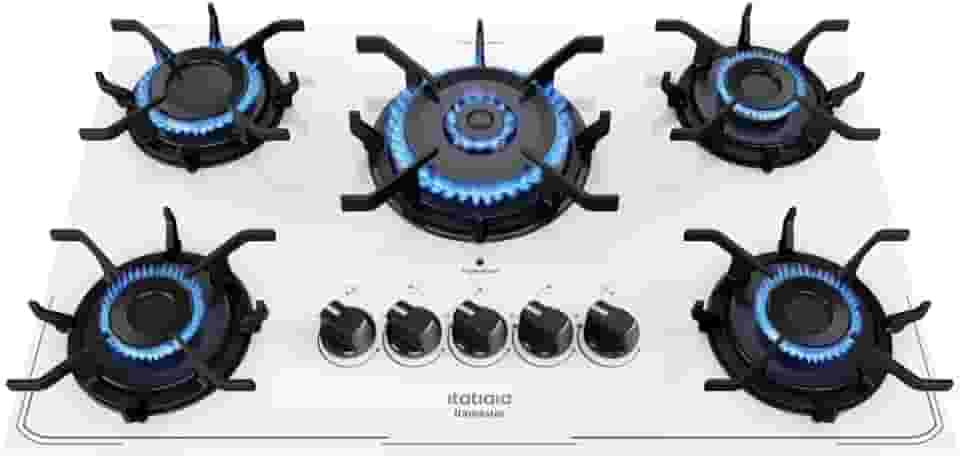 Cooktop 5 Bocas a Gás Itatiaia Itamaster com Tripla Chama Acendimento Superautomático Branco Bivolt