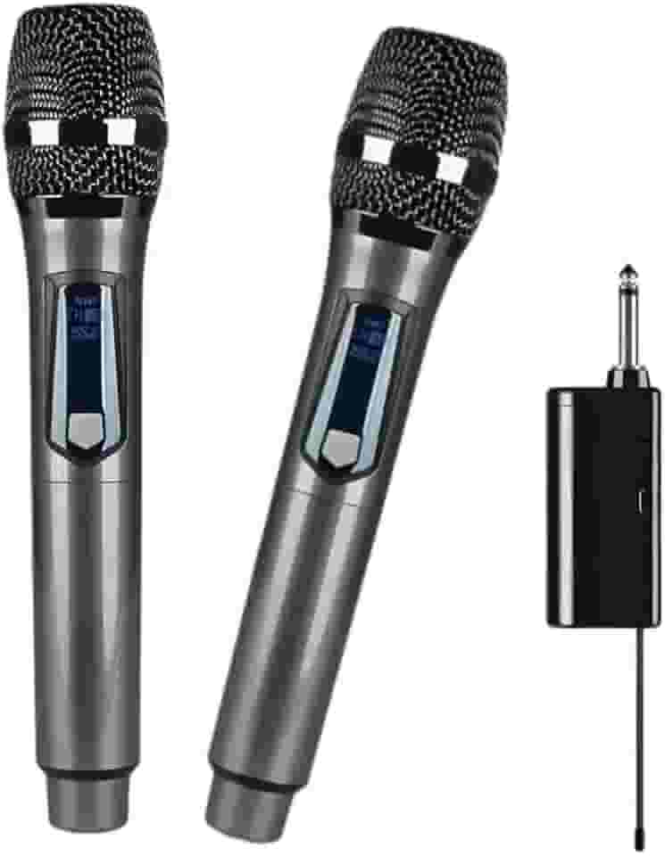 Kit 2 Microfone Duplo Sem Fio Profissional Uhf Recarregavel Dinamico, Karaoke Para Festas, Eventos, Aulas, Palestras, Igreja