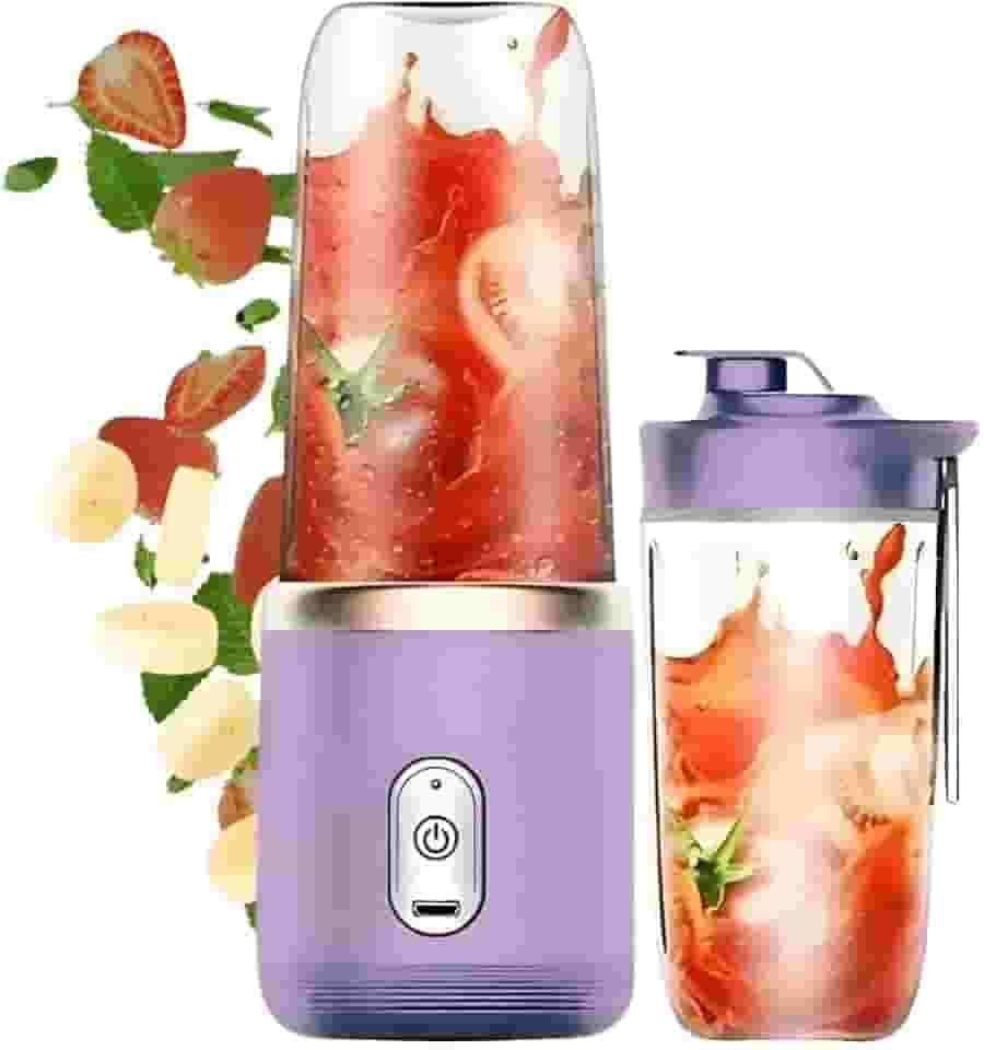 Liquidificador Portátil Recarregável USB - Mixer Juice 400ML com Copo Integrado (Lilás)