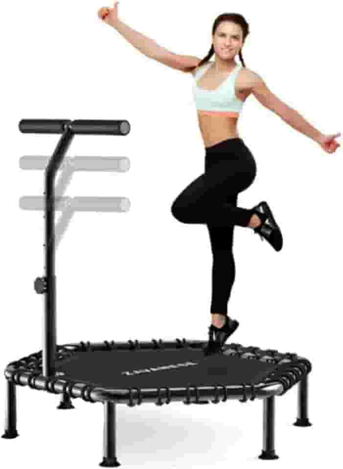 NOVEVE Trampolins Jump Dobrável Com Apoios De Braços Ajustáveis Diâmetro Do Trampolim 108 Cm Capacidade De Carga 250kg Preto