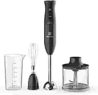 Mixer Misturador Multiuso Electrolux haste inox 3 em 1 600W 2 velocidades 3 acessórios mini processador resistente temperatura capacidade 600ml livre BPA EIB20 preto 127v