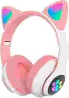 FEDBNET Fone de Ouvido Orelha de Gato com Iluminação LED, Headset Bluetooth 5.0 para Jogos/Músicas Estéreo, Fone Sem Fio de Gatinho com Microfone Embutido para Meninas