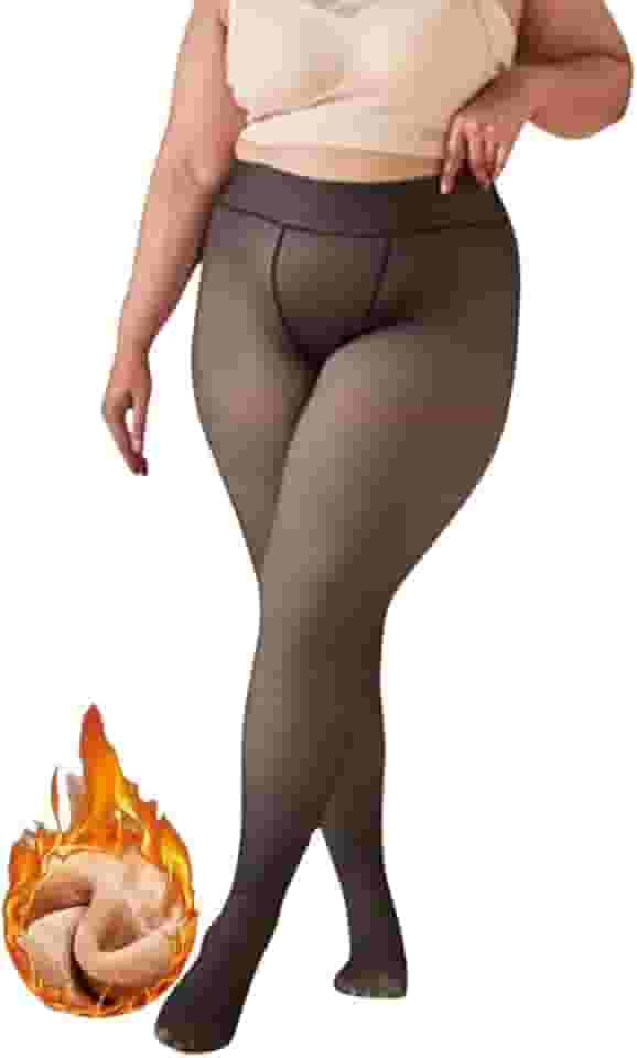 Meia Calça Feminina Plus Size Peluciada Forrada Translucida Lã Pelinho Termica Grossa Inverno Com Pé