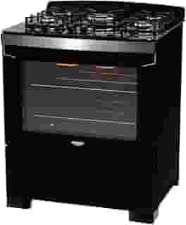 Fogão 5 Bocas Preto com Frente em Vidro Preto e Timer Digital Dako Diplomata Grill Bivolt