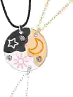 Colar Melhores Amigas Best Friend Forever Amizade Sol Lua Estrela Bff 3 Metades Se Completam Triplo Parzinho Sempre Amigas