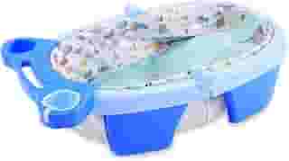 MaxiBaby Banheira de Bebê Inflável e Portátil AirPlus, Dobrável, capacidade 36 litros, Base Antiderrapante e Bandeja Removível (Até 18kgs), Azul