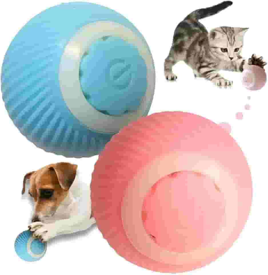 Bola para Pet Inteligente Giratória Interativa Brinquedo para Gatos e Cachorros com Movimento Automático Rotação 360° LED - Premium (Rosa)