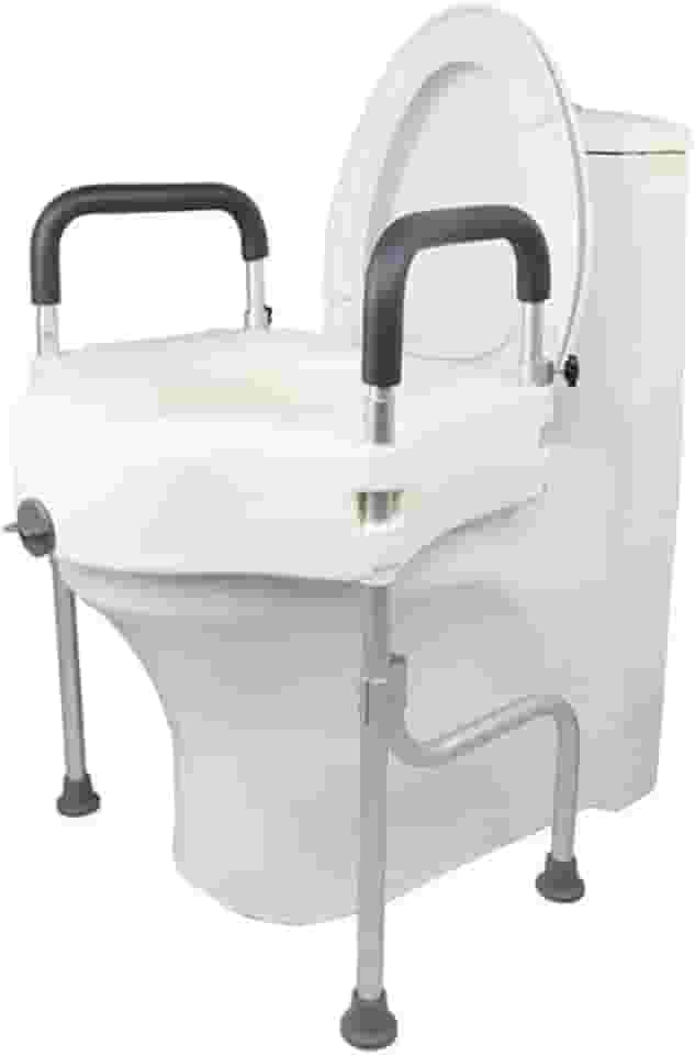 Assento Vaso Sanitário Elevado Com Barras Laterais Suporte (Branco)