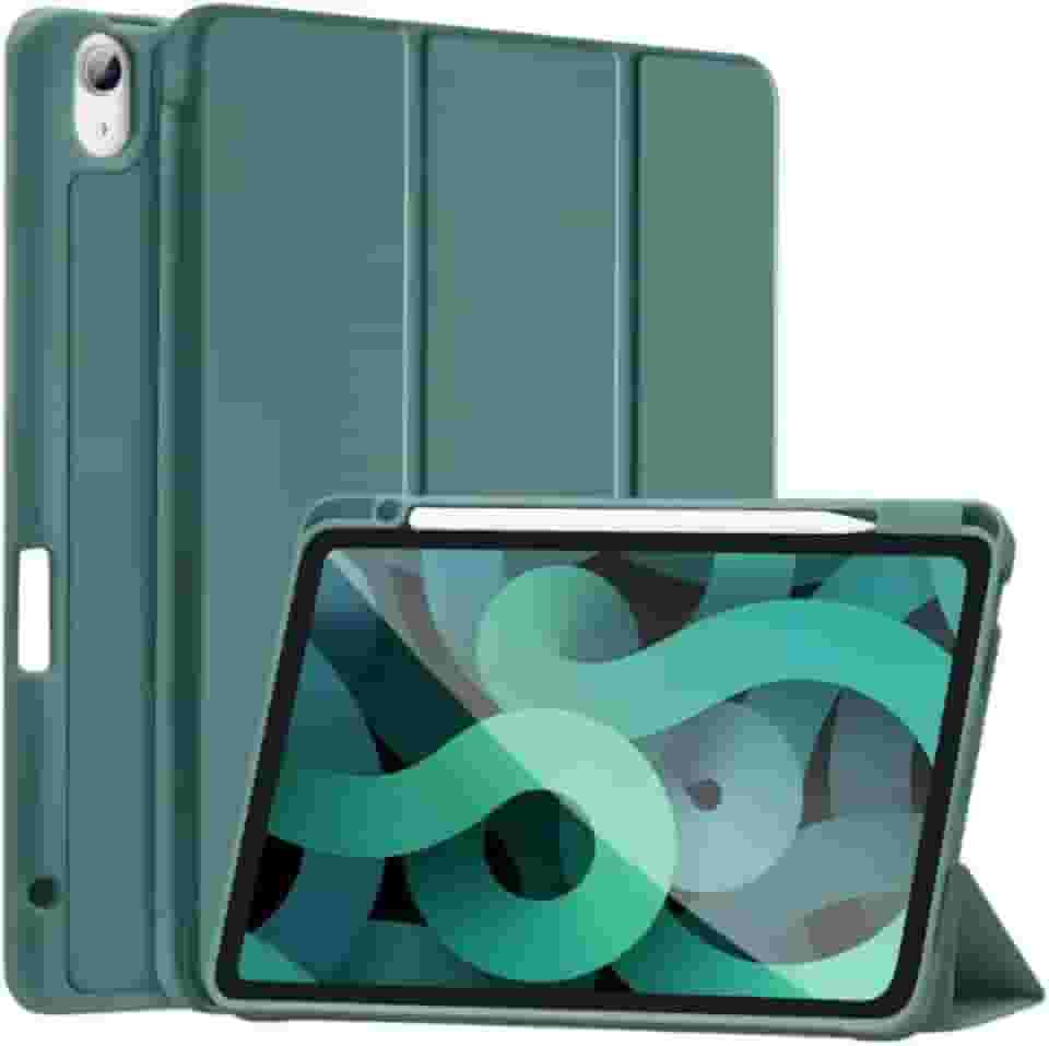 Case Capa Compatível Para iPad 9, 8, 7 Geração 10.2" 10.5" Slim Inteligente Com Suporte Caneta Proteção Anti-Impacto Auto Sleep Tampa Magnética (Verde Escuro)