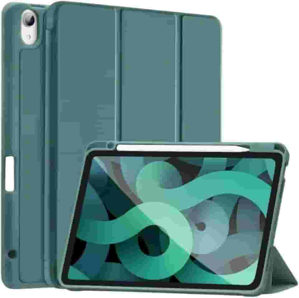 Case Capa Compatível Para iPad 9, 8, 7 Geração 10.2" 10.5" Slim Inteligente Com Suporte Caneta Proteção Anti-Impacto Auto Sleep Tampa Magnética (Verde Escuro)