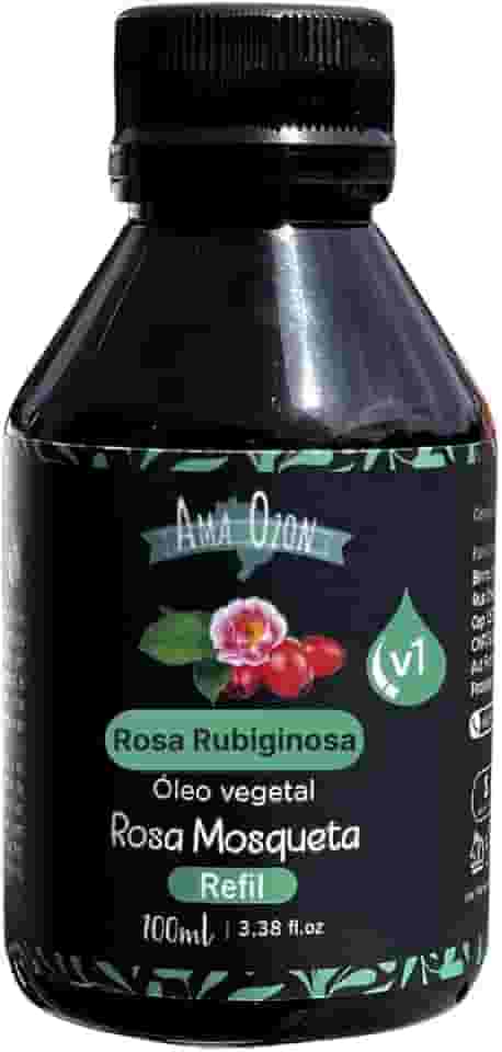 Óleo Vegetal de Rosa Mosqueta Tipo Rubiginosa Pura Prensado a Frio da Primeira Prensa Efeito Clareador de Mancha Axíla e Virilha Vegetal Atnua estrias queloides cicatrizes e rugas e linhas de expressão Refil 100ml