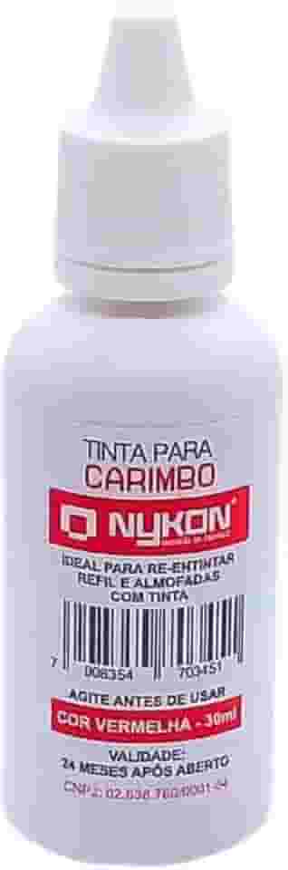 Tinta para Carimbo 30ml Nykon – Refil para Carimbos e Almofadas, Secagem Rápida, Alta Durabilidade, Ideal para Escritórios e Uso Profissional (Vermelho)