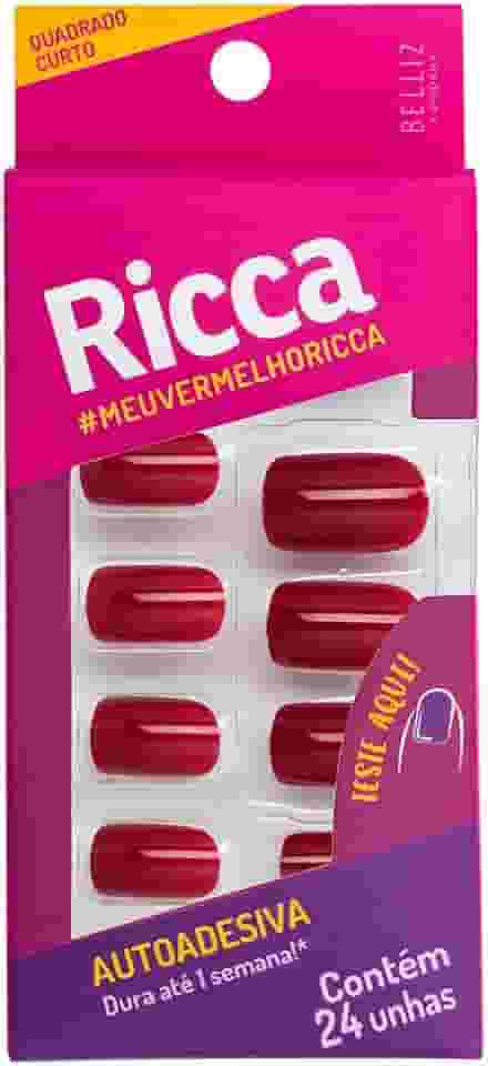 Ricca Unhas Autoadesivas Vermelho Bordô