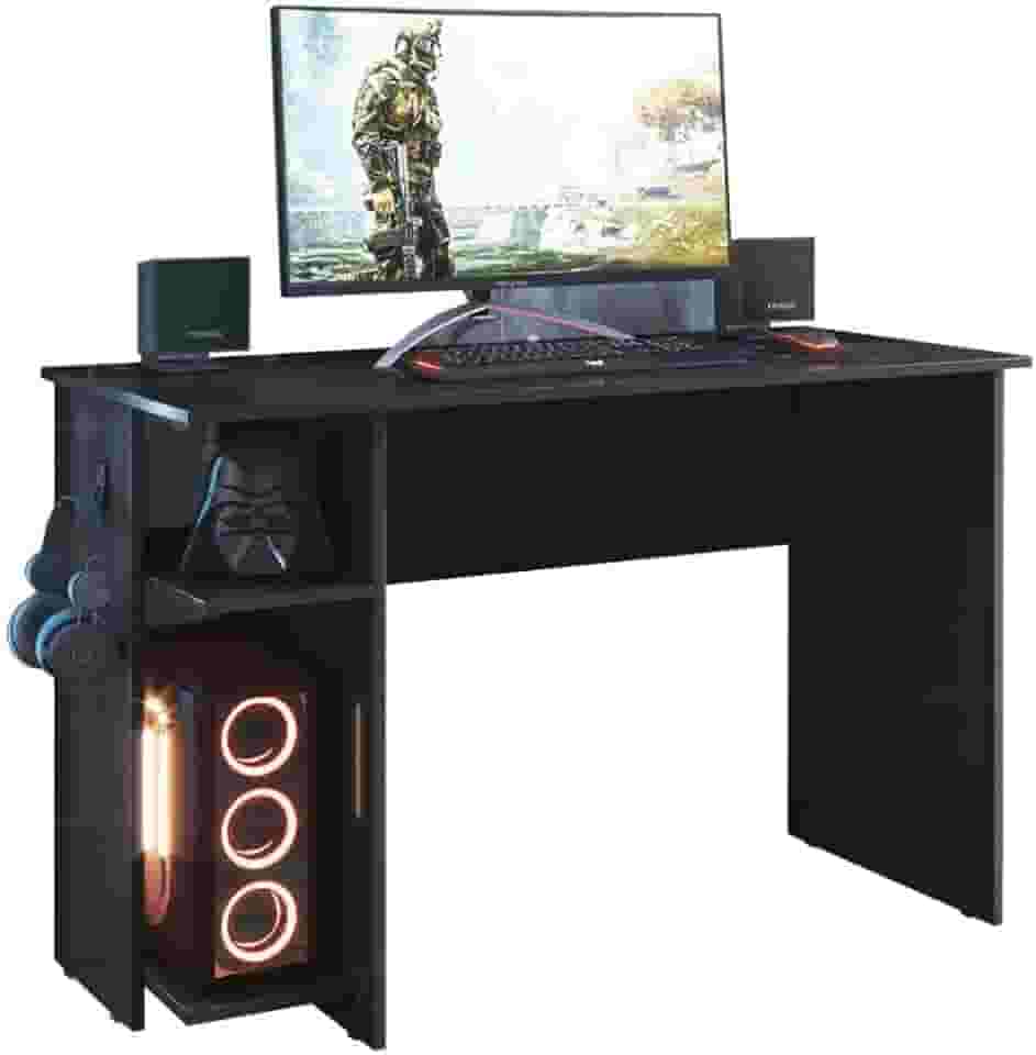 Escrivaninha Gamer Mesa De Escritorio Com Suporte De Fone Preto