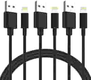 Cabos de carregamento Quntis para iPhone, pacote com 3, 1,8 m, lightning para USB A, certificado, rápido, para iPhone 14 13 12 11 XS Max XR X 8 Plus 7 Plus 6s Plus 5s SE iPad Pro iPod Airpods – Preto