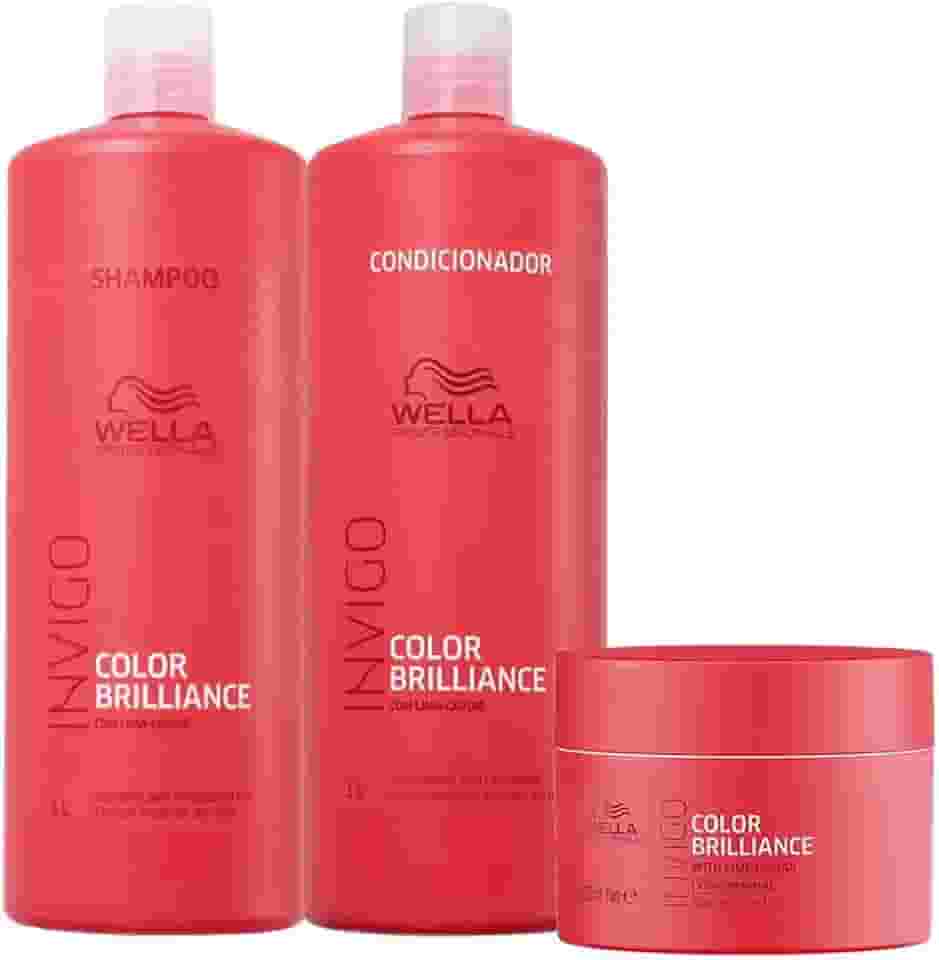 Kit Wella Professionals Invigo Color Brilliance Shampoo Condicionador Litro + Máscara (3 produtos)