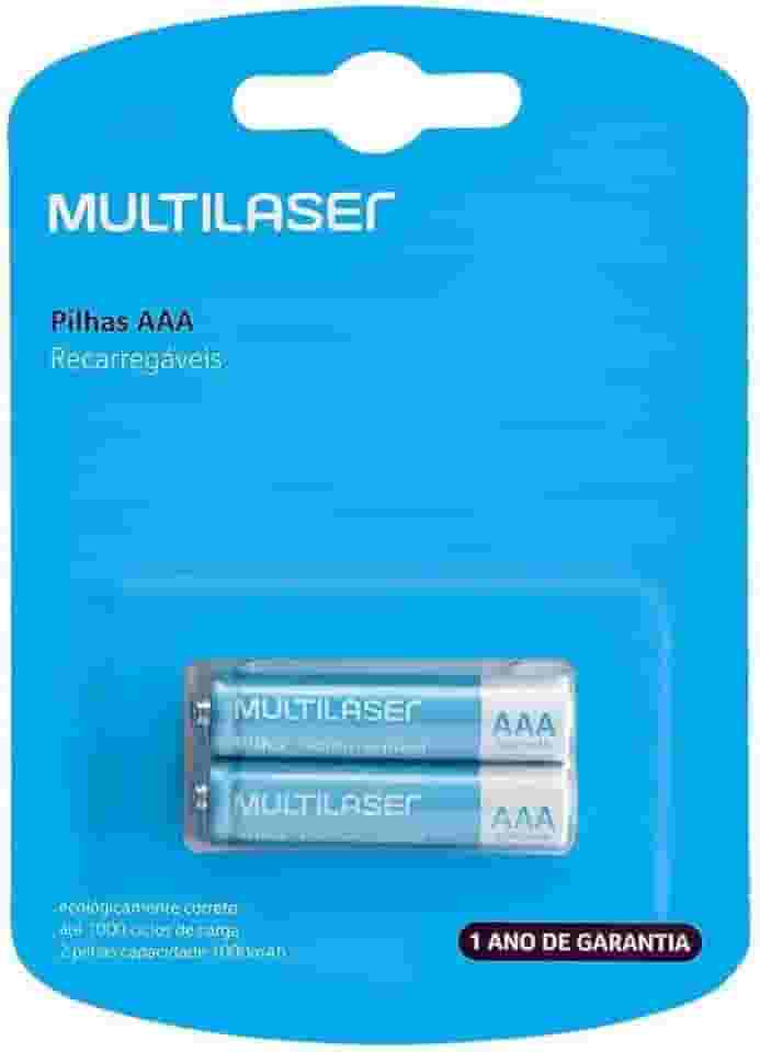 Multilaser Pilha Recarregavel Palito Aaa 1000Mah, CB051, Multicores, 2 unidades